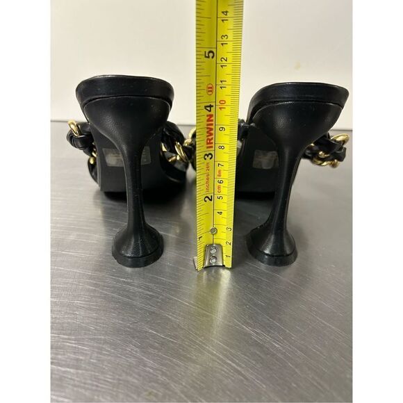 Cape Robbin Women’s Size 6 Black with Metal Chain Wine Glass Heels - Picture 6 of 8